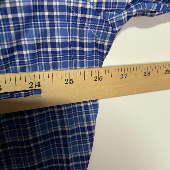 Ralph Lauren Performance Shirt Mens 2XL XXL Blue Plaid Stretch Pony Slim Fit - Picture 8 of 9